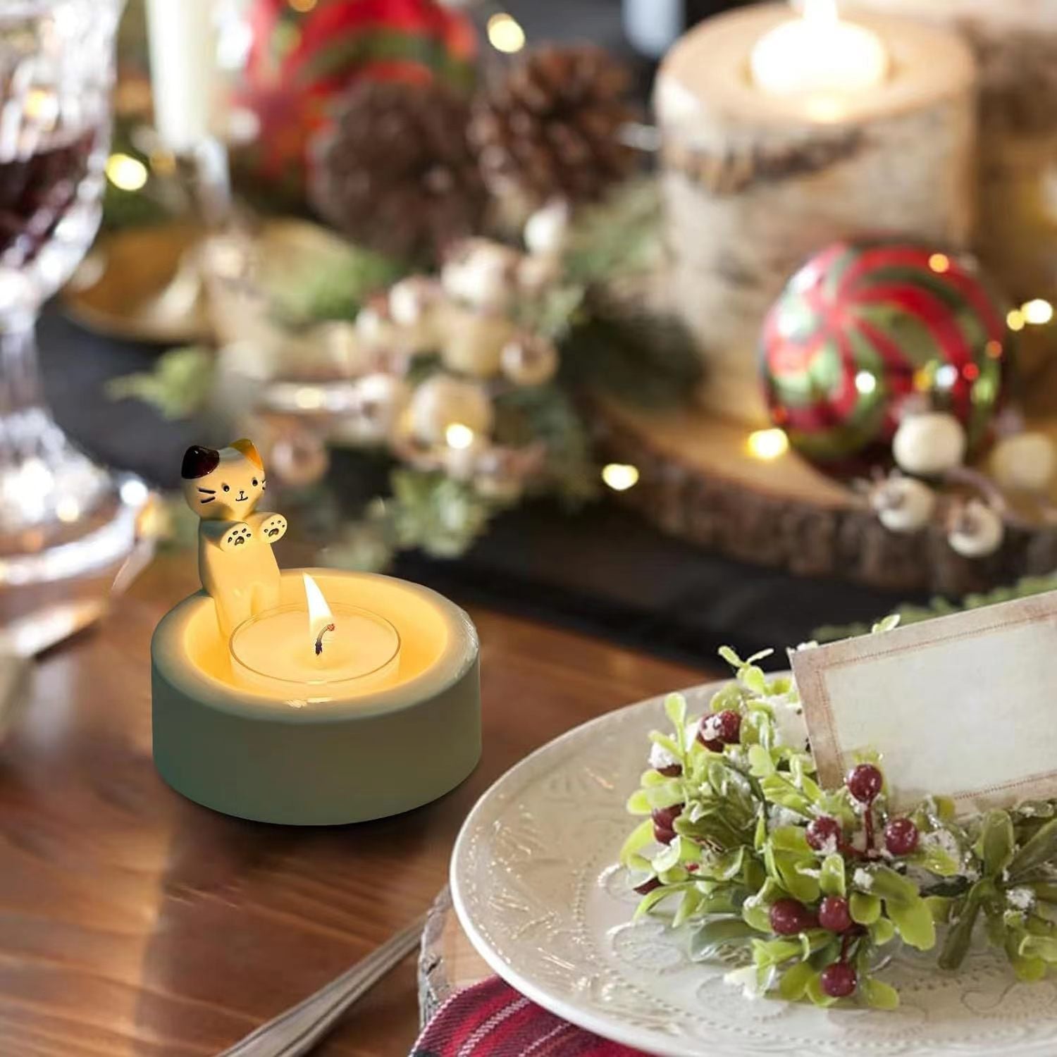 家居生活雜貨舖 小貓取暖燭台