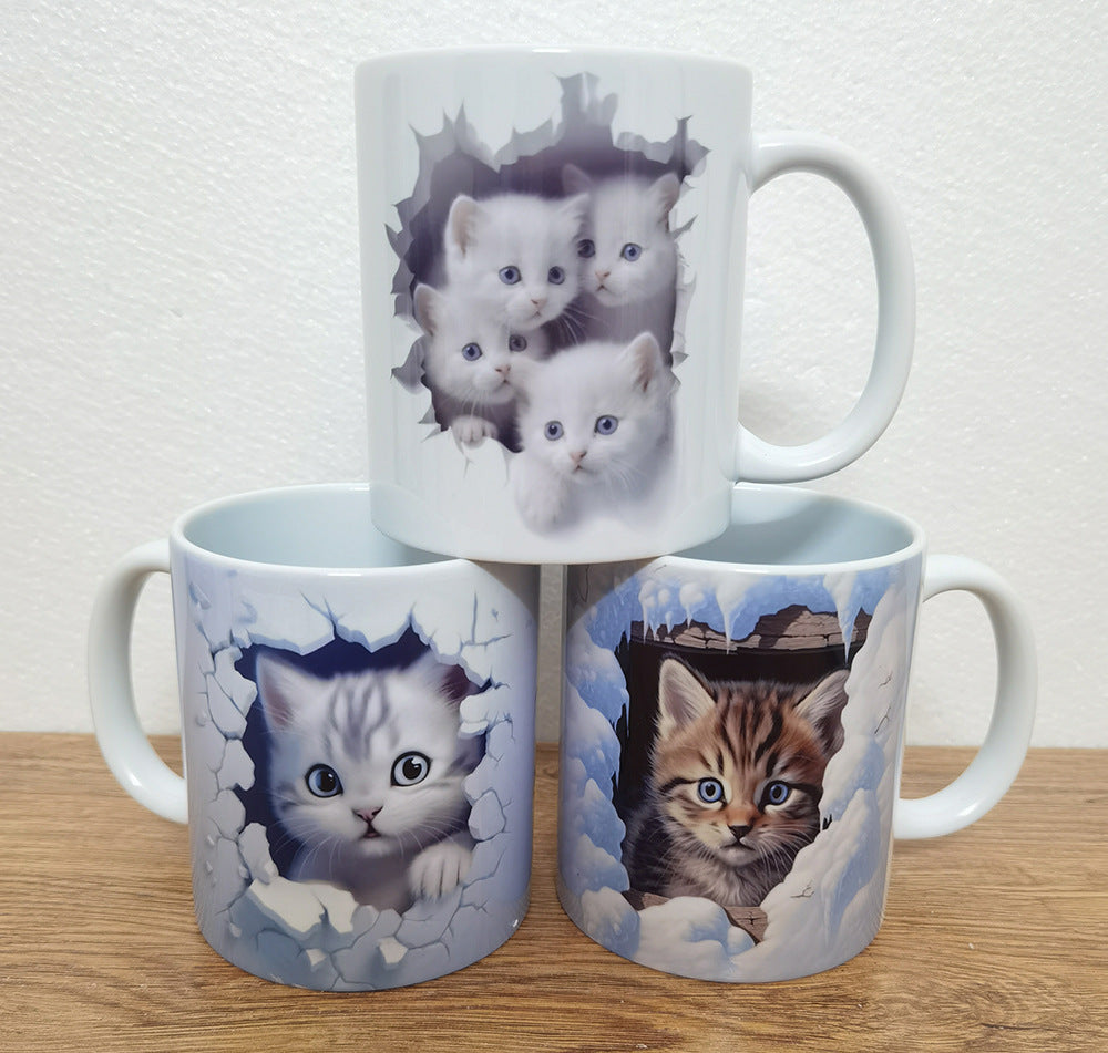 家居生活雜貨舖 3D貓咪陶瓷馬克杯