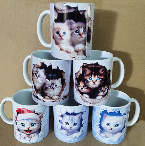 家居生活雜貨舖 3D貓咪陶瓷馬克杯