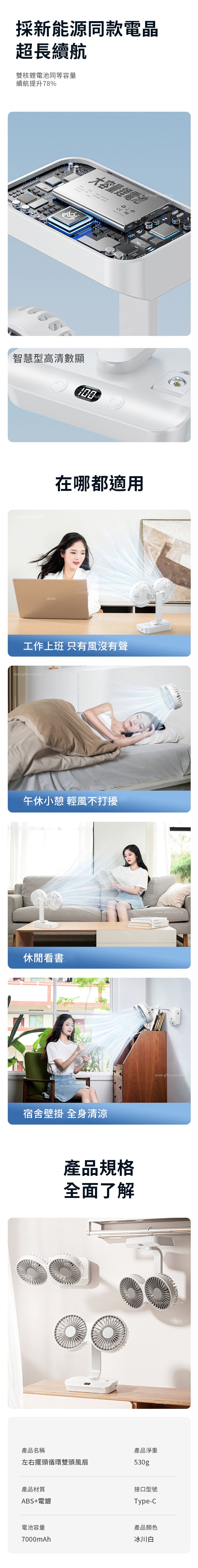 家居生活雜貨舖 左右擺頭循環雙頭風扇