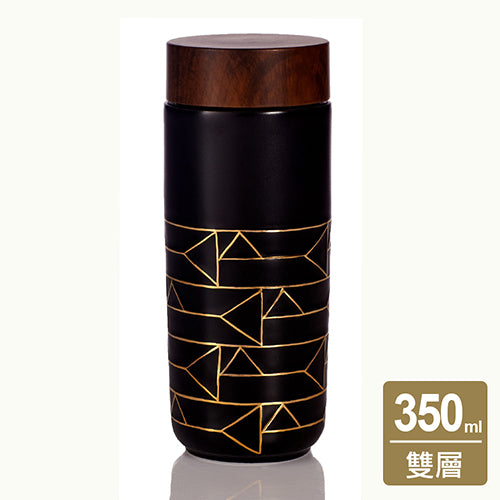 乾唐軒活瓷 點石成金隨身杯_橫紋 / 大 / 雙層 / 仿木紋蓋 / 2色 350ml
