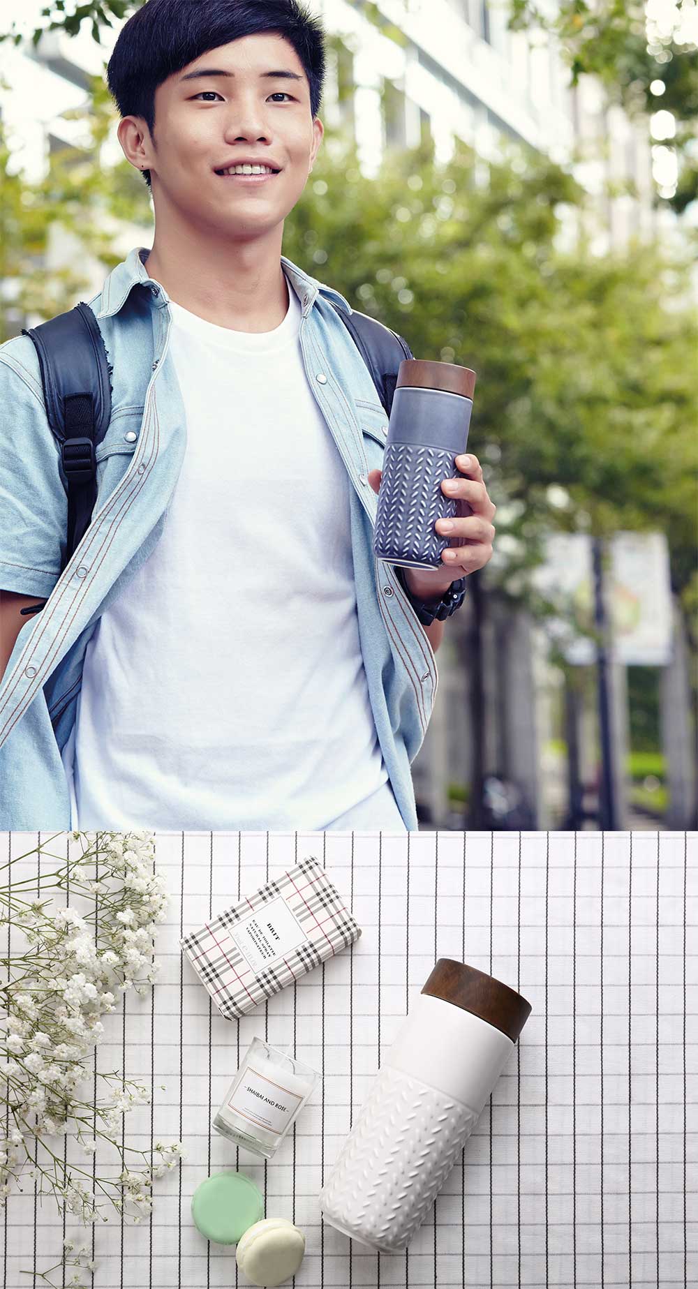 乾唐軒活瓷 ONE O ONE隨身杯_飛向雲端 / 大 / 雙層 / 仿木紋蓋 / 6色 350ml