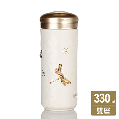 乾唐軒活瓷 蜻投意合隨身杯 / 大 / 雙層 / 鎏金 / 3色 330ml