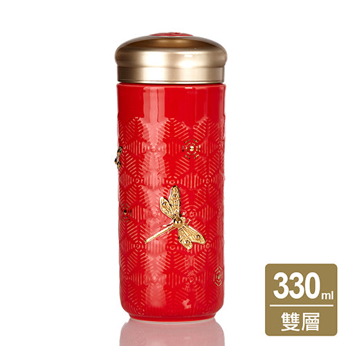 乾唐軒活瓷 蜻投意合隨身杯 / 大 / 雙層 / 鎏金 / 3色 330ml