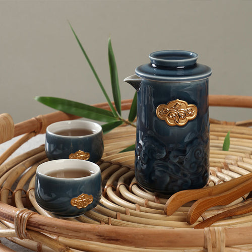 乾唐軒活瓷 祥雲如意泡茶器 / 一壺+二杯 / 2色