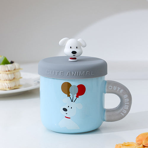 家居生活雜貨舖 小白狗矽膠杯蓋馬克杯