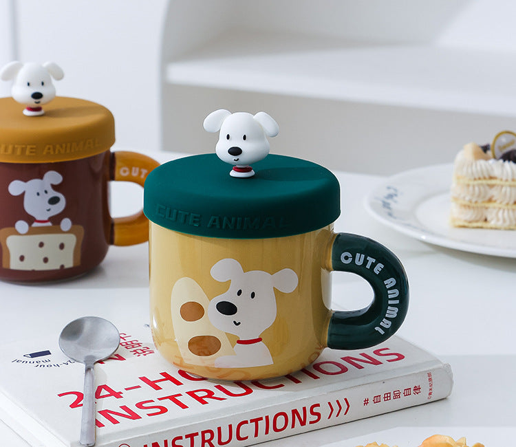 家居生活雜貨舖 小白狗矽膠杯蓋馬克杯