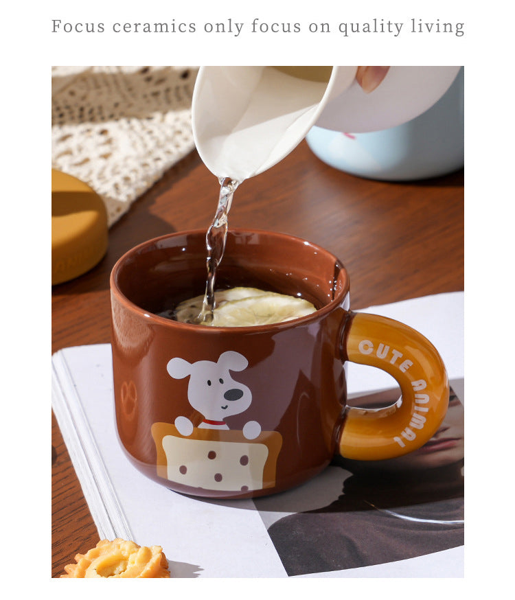 家居生活雜貨舖 小白狗矽膠杯蓋馬克杯