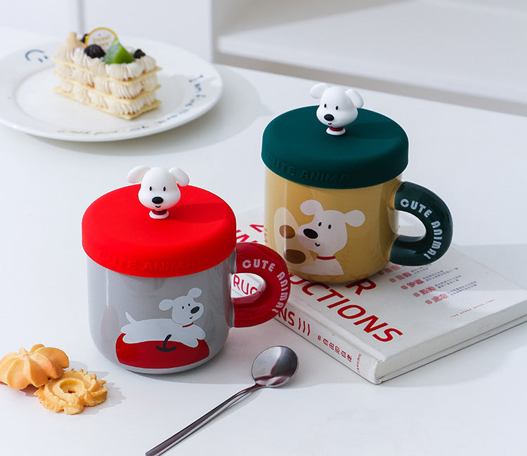 家居生活雜貨舖 小白狗矽膠杯蓋馬克杯
