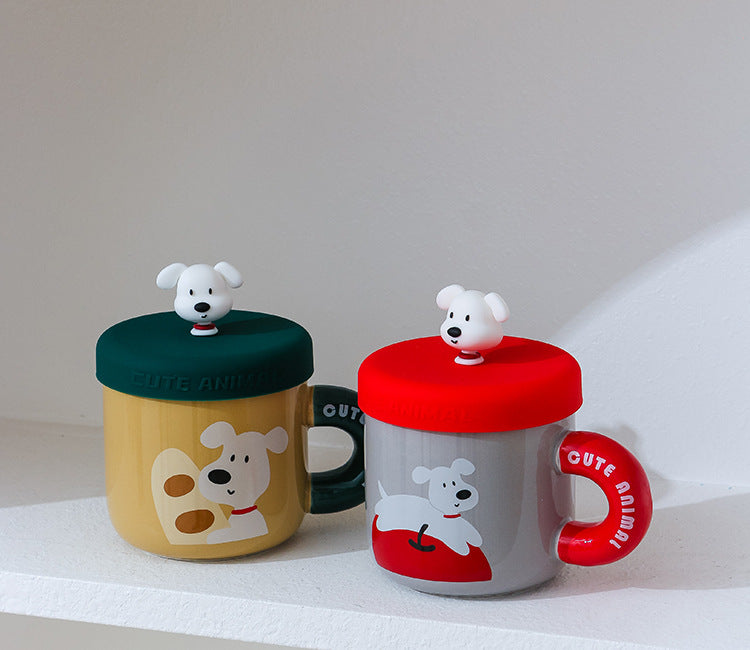 家居生活雜貨舖 小白狗矽膠杯蓋馬克杯
