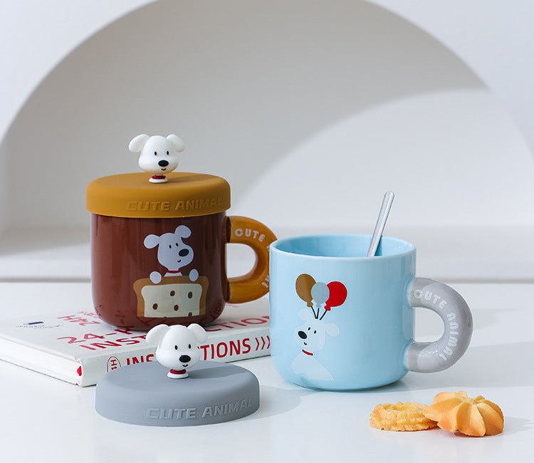 家居生活雜貨舖 小白狗矽膠杯蓋馬克杯
