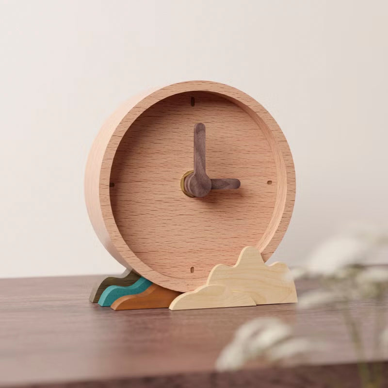 UniWoodesign 日出之時 - 阿里山意象靜音桌鐘 實木製