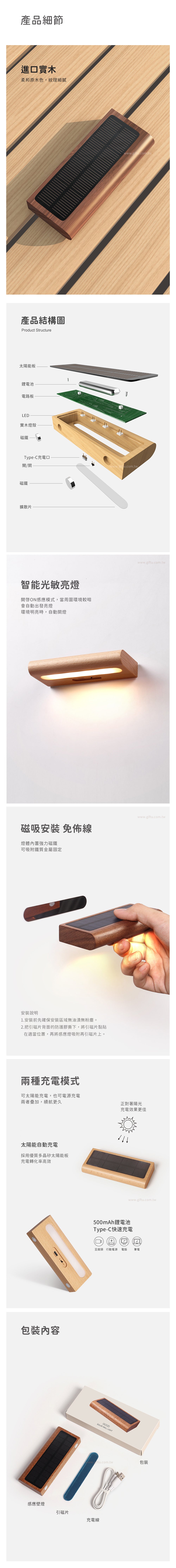 家居生活雜貨舖 實木感應壁燈