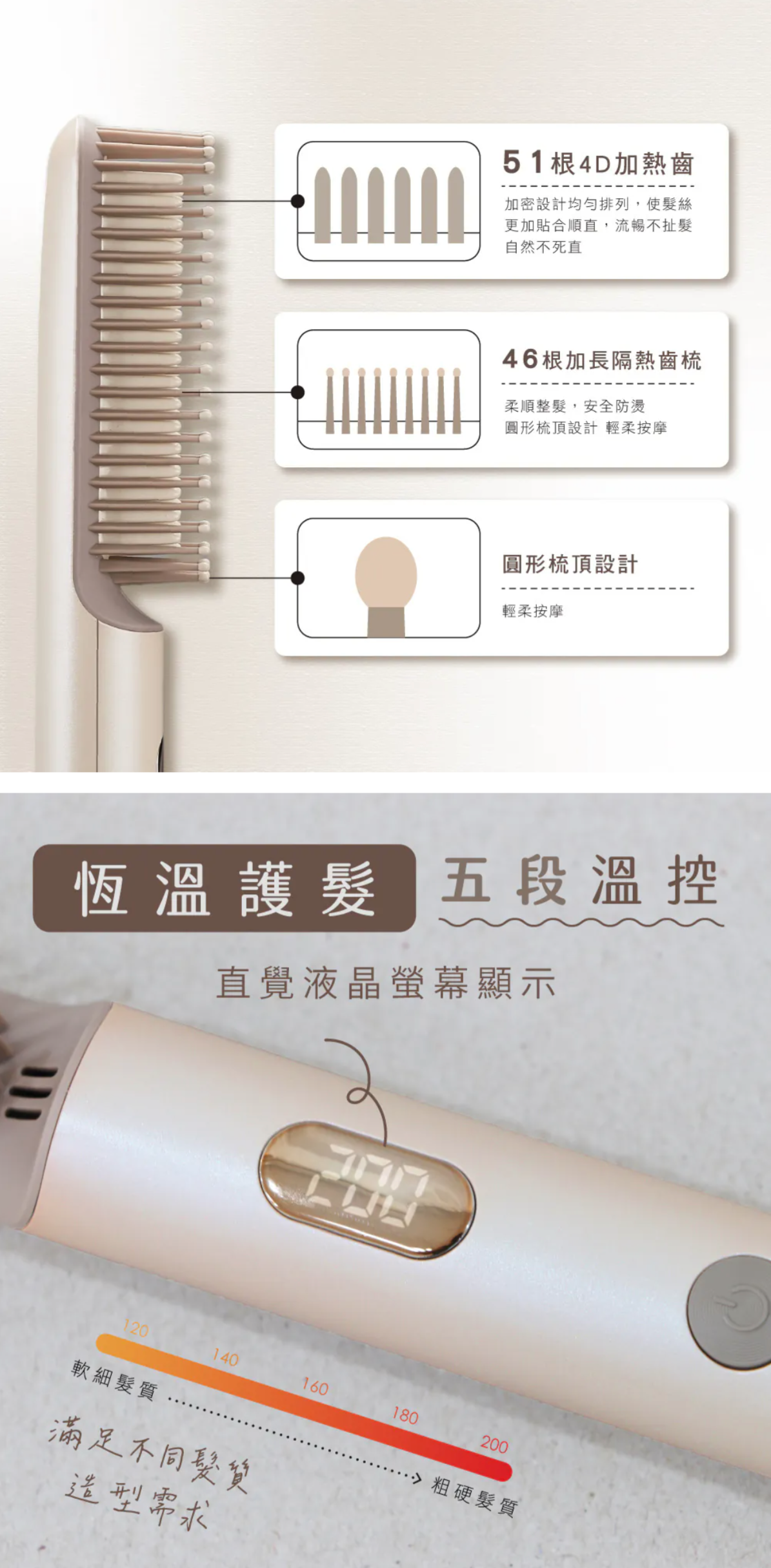 【KINYO】超植系瞬熱玩美造型直髮梳 (KHS-3302)