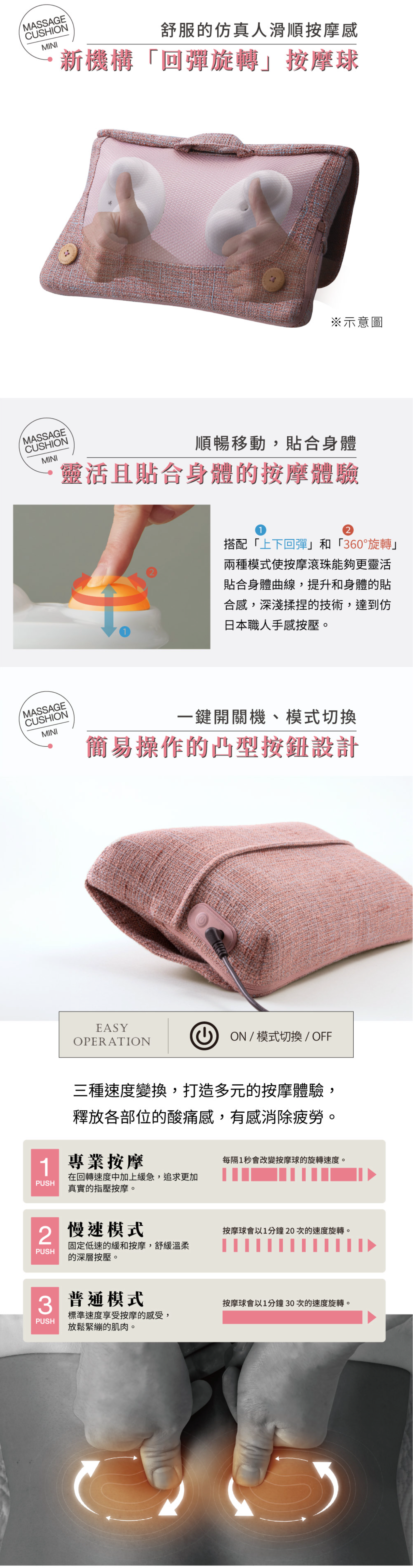 LOURDES MINI 3D彈力按摩枕AX-HCL318