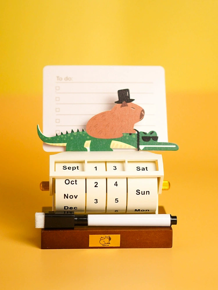 家居生活雜貨舖 卡皮巴拉旋轉萬年曆