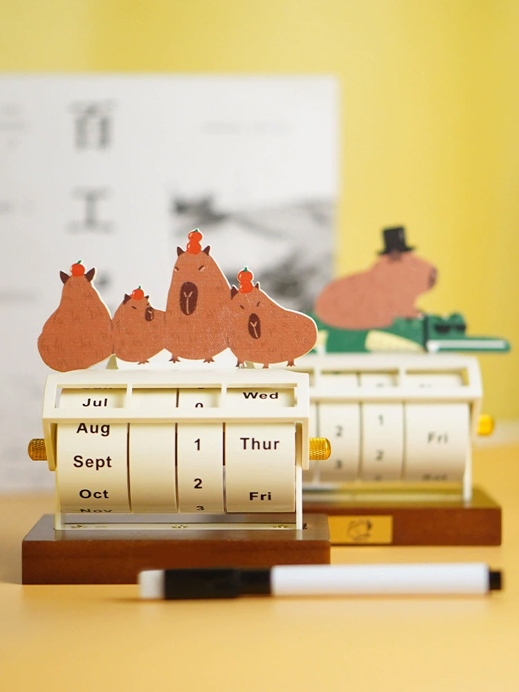家居生活雜貨舖 卡皮巴拉旋轉萬年曆