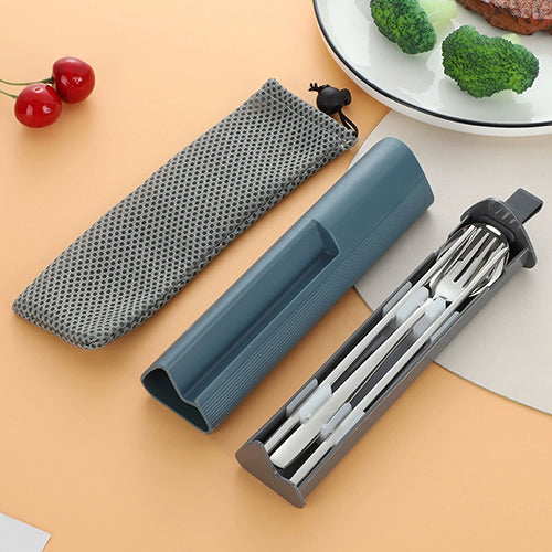 創意小物館 不鏽鋼環保餐具兩用收納組