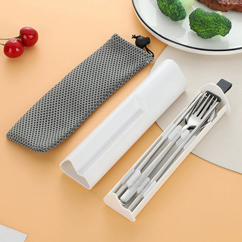 創意小物館 不鏽鋼環保餐具兩用收納組