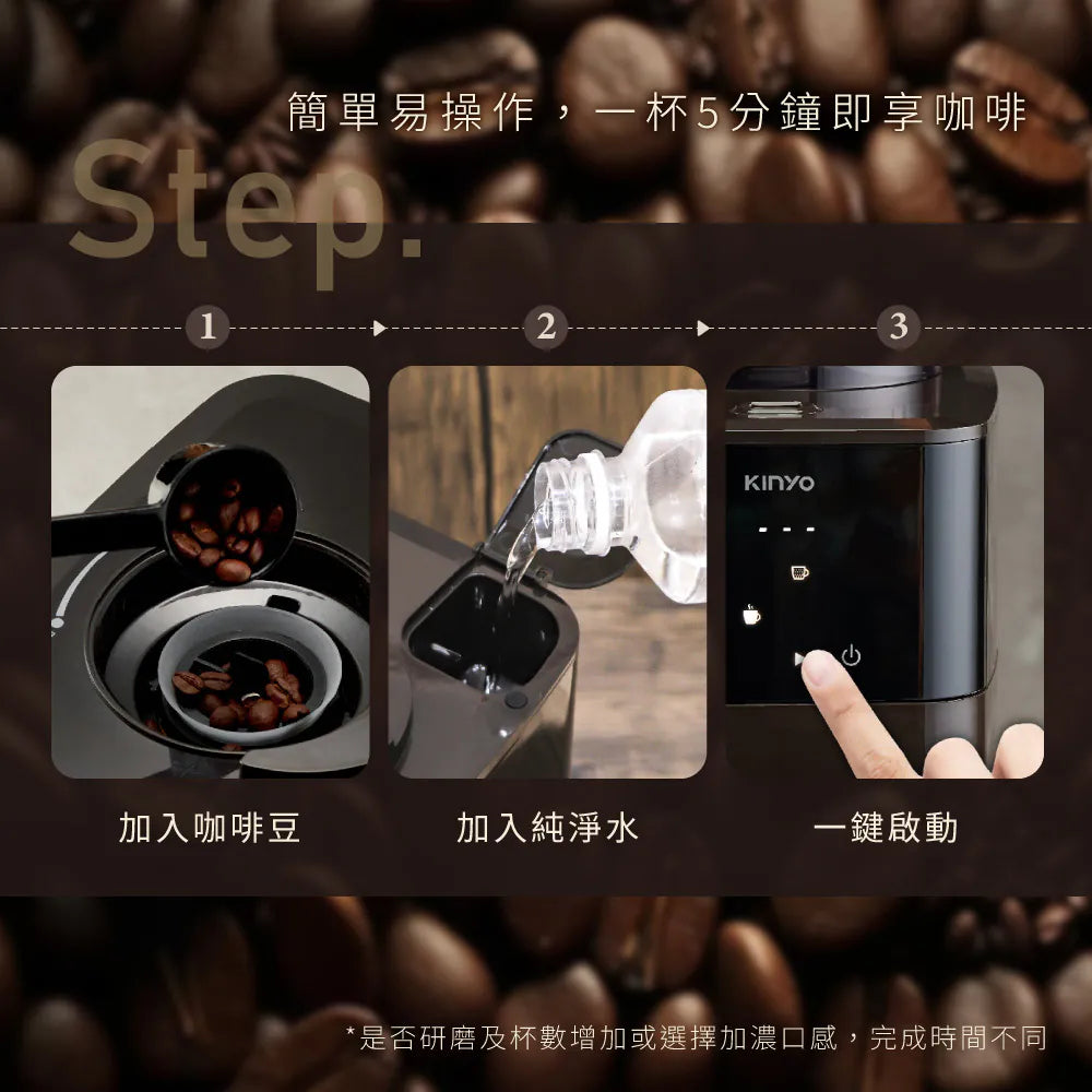 【KINYO】全自動美式錐刀研磨咖啡機(CMH-8250)