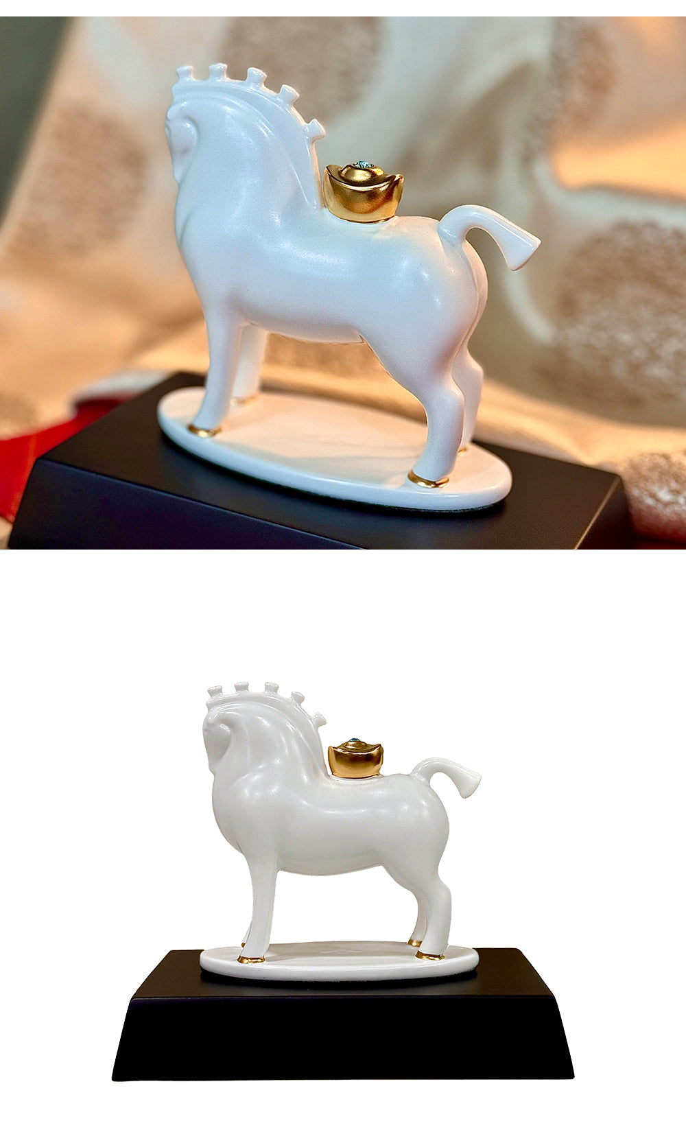 乾唐軒活瓷 吉星馬上鑽擺飾 / 小 / 白金 (含木座)