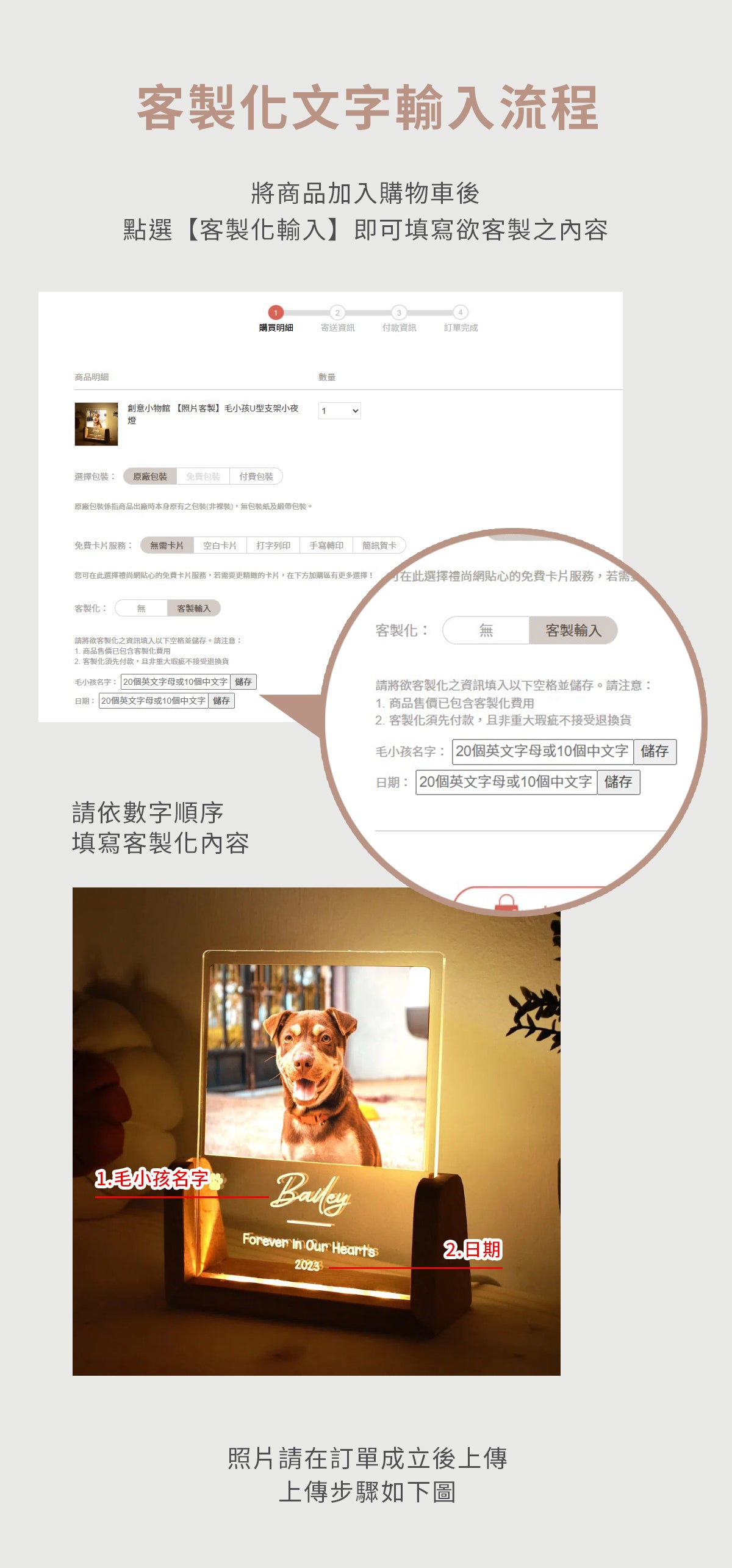 創意小物館 【照片客製】毛小孩U型支架小夜燈