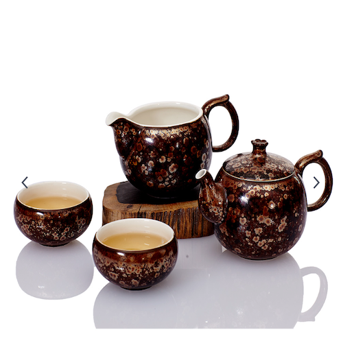 乾唐軒活瓷 多福圓滿茶具組 / 一壺+六杯+茶海 / 曜變鐵花金