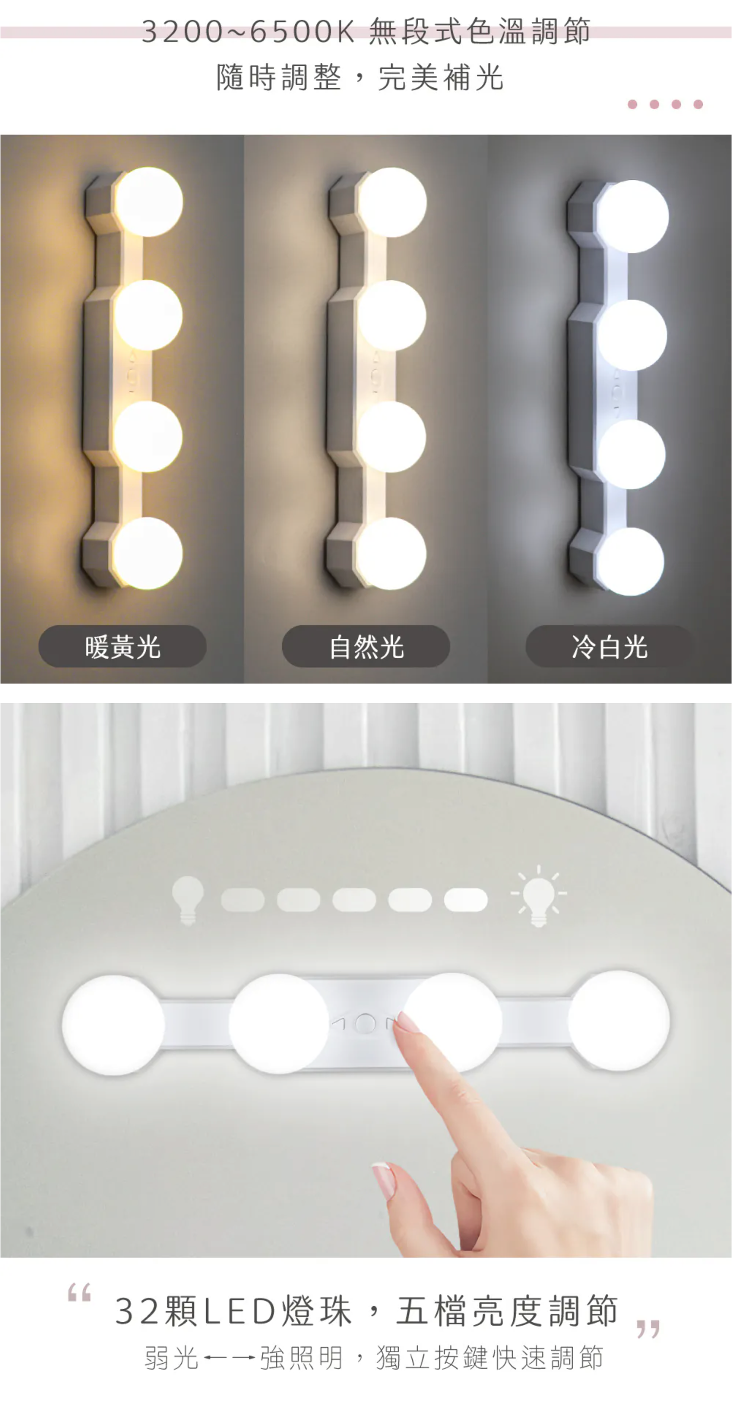 【KINYO】多功能LED無線化妝鏡燈