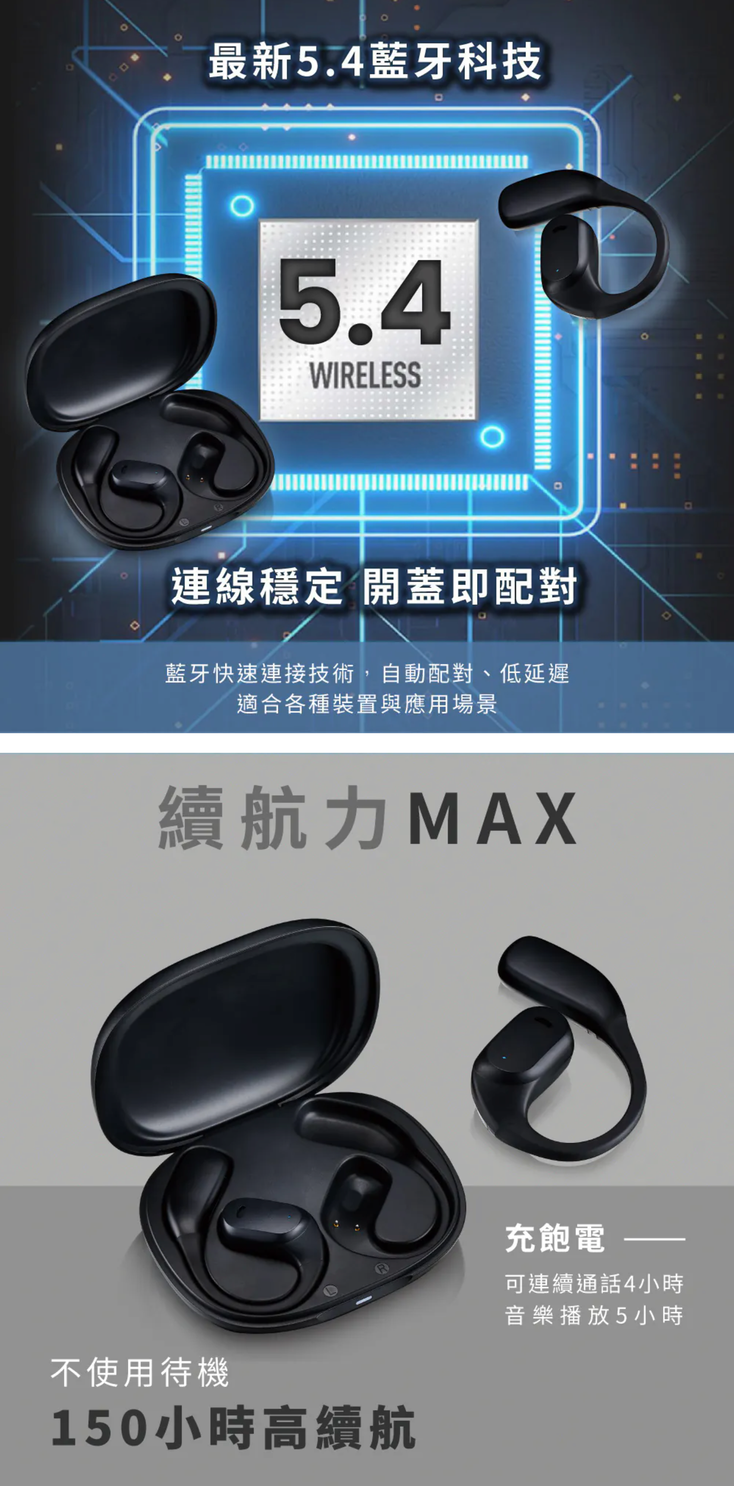 【KINYO】耳掛式藍牙耳機 (BTE-3993)