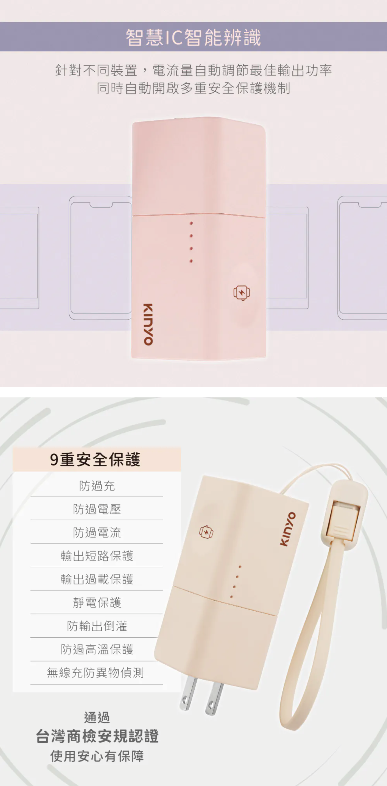 【KINYO】5 in 1自帶AC迷你萬能行動電源(KPB-2652)