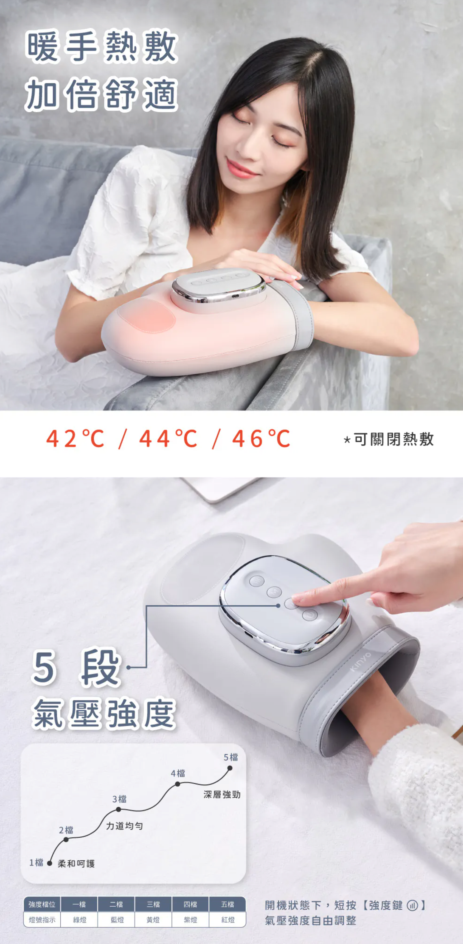 【KINYO】溫揉壓手部按摩器