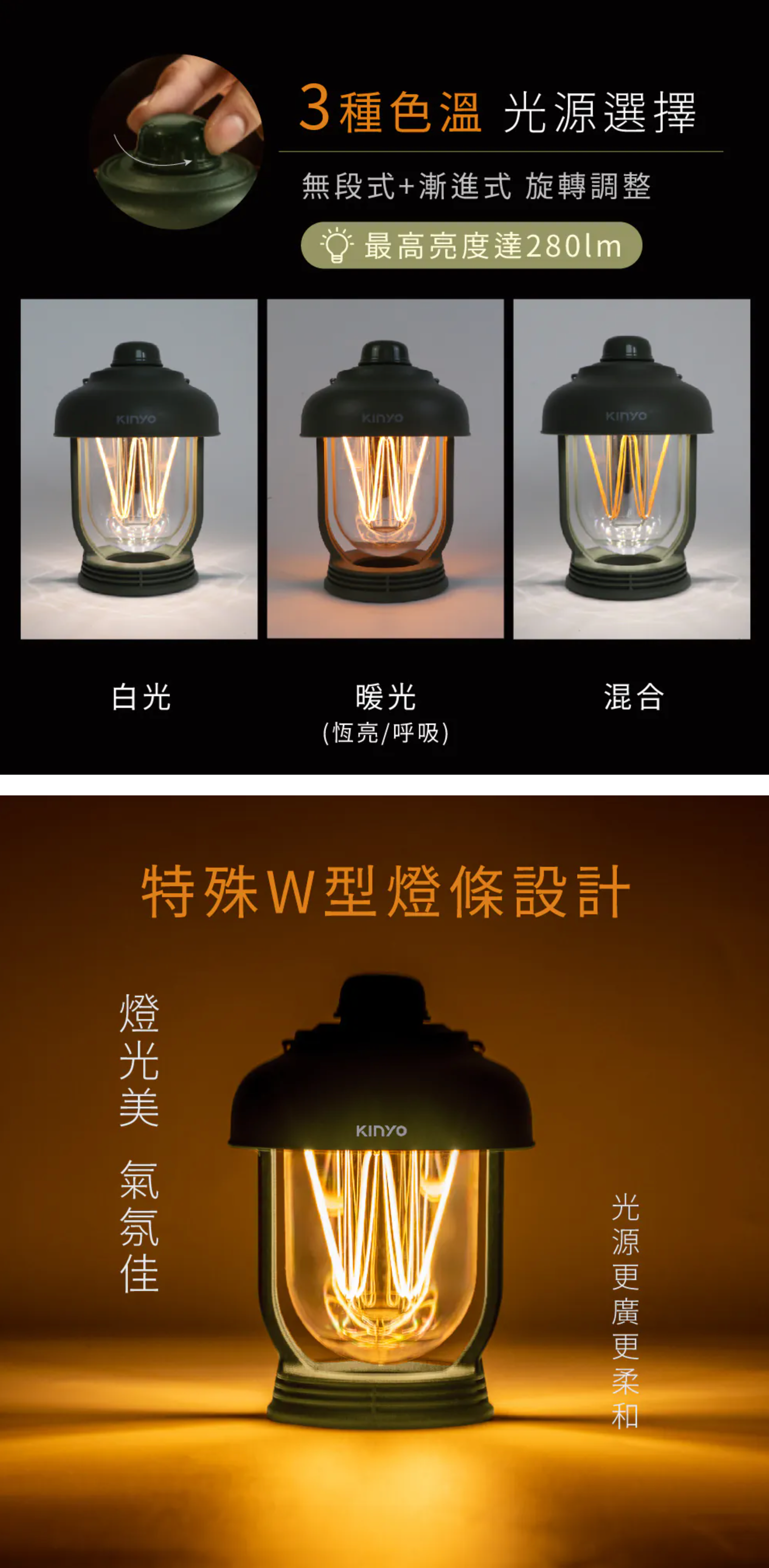 【KINYO】玩轉氣氛LED露營燈