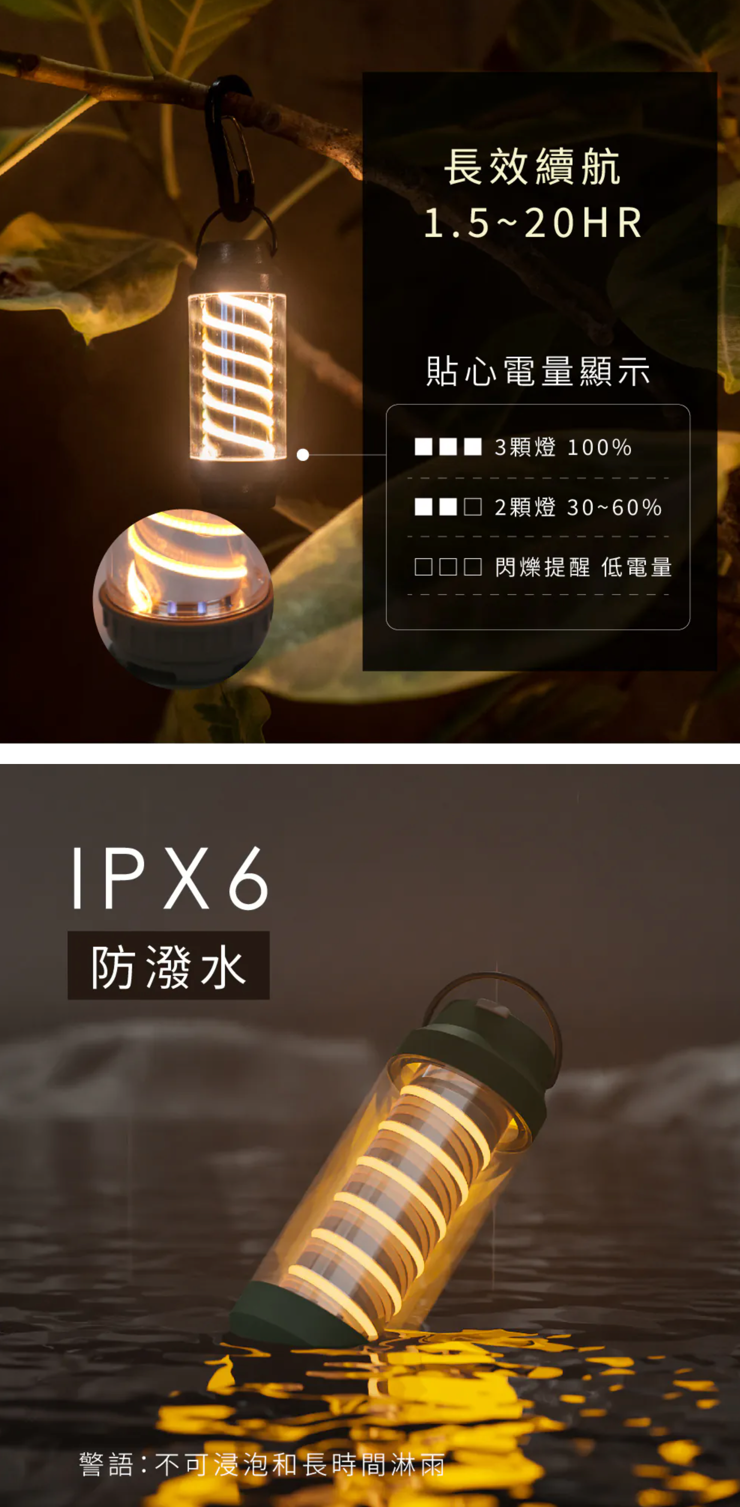 【KINYO】小燈塔百變螺旋露營燈