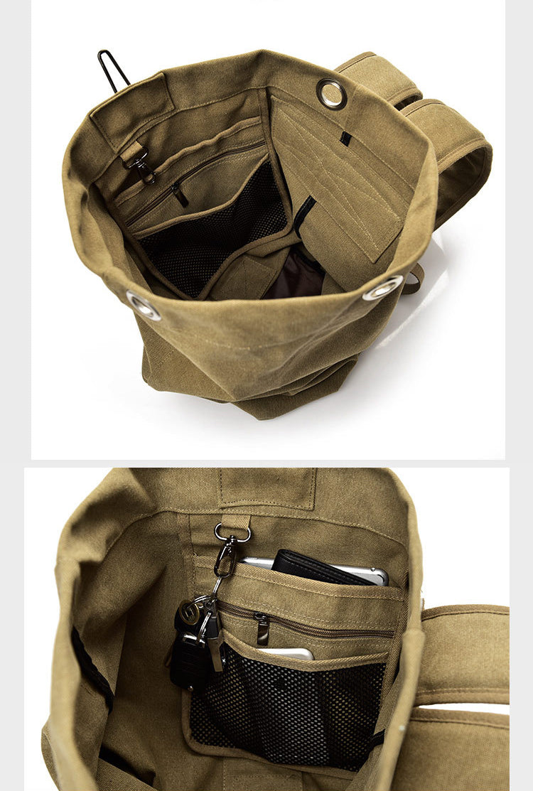 創意小物館 帆布肩背手提兩用水桶包