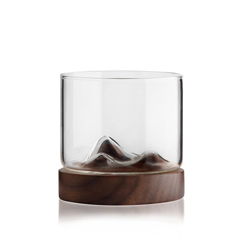 創意小物館 巒山木托玻璃茶酒杯 小