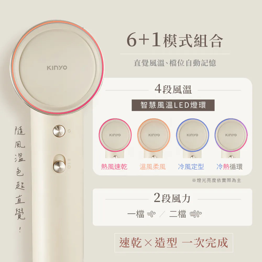 【KINYO】輕潤負離子無刷吹風機