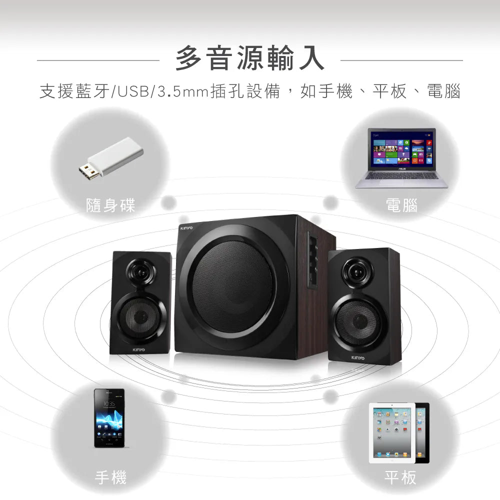 【KINYO】2.1藍牙多媒體音箱