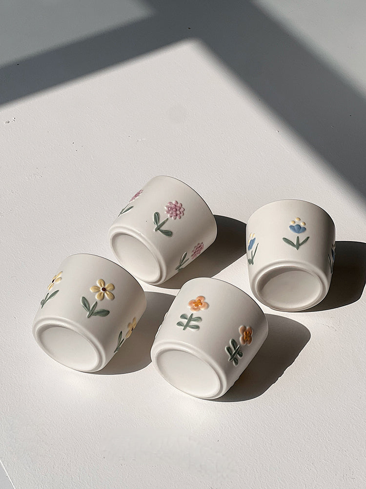 家居生活雜貨舖 浮雕花卉手握杯禮盒組