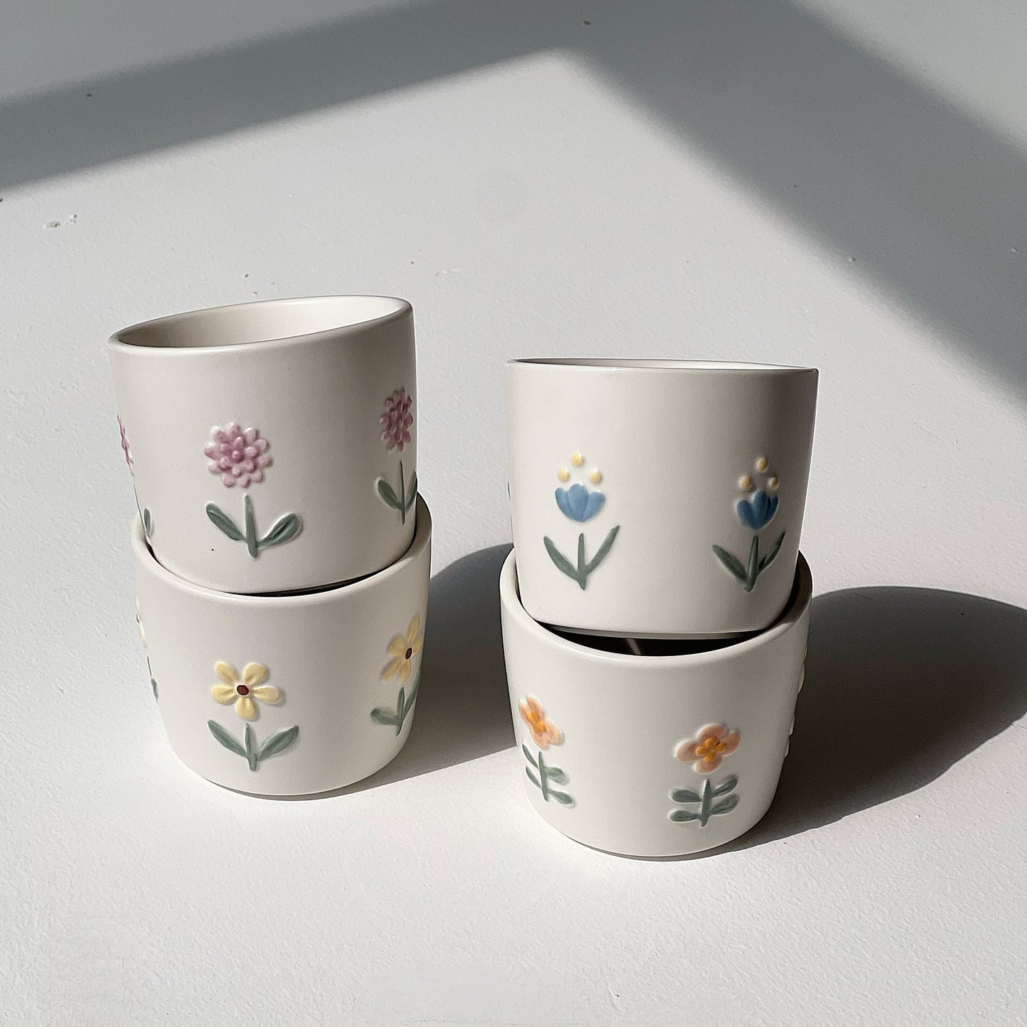 家居生活雜貨舖 浮雕花卉手握杯禮盒組