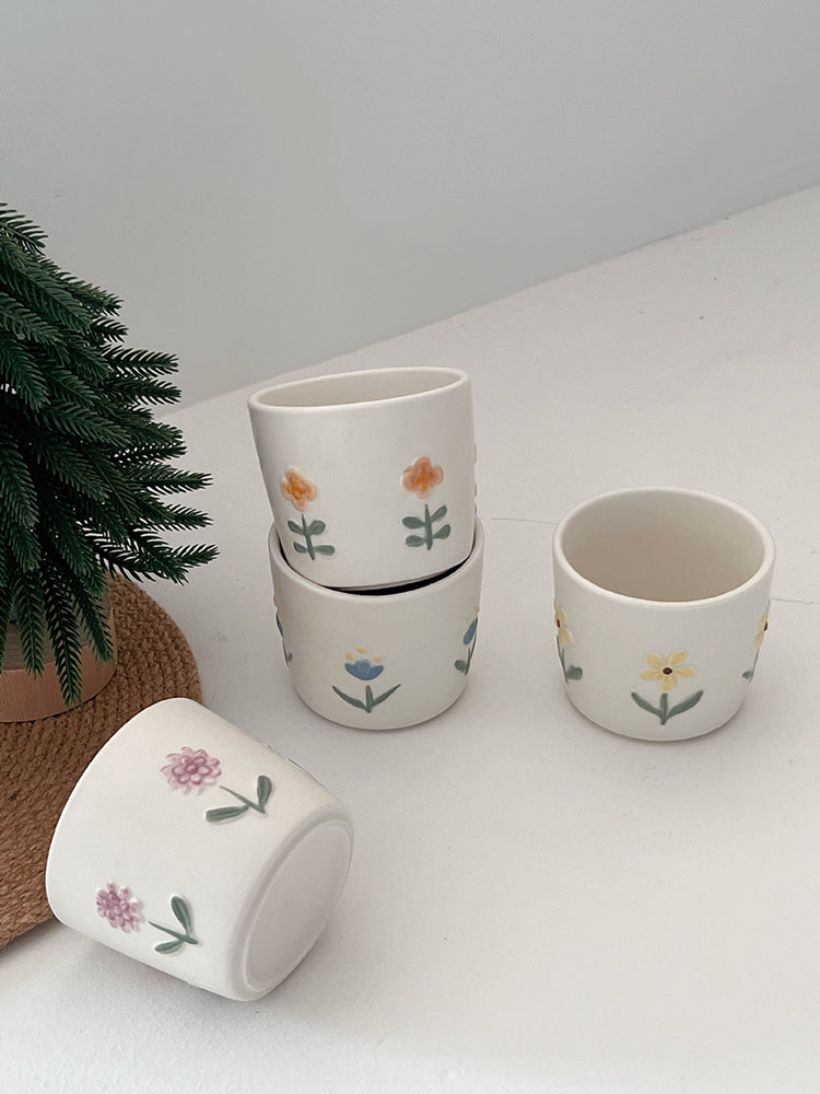 家居生活雜貨舖 浮雕花卉手握杯禮盒組