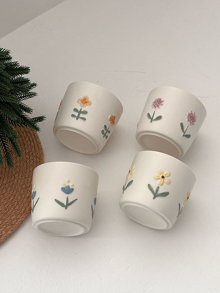 家居生活雜貨舖 浮雕花卉手握杯禮盒組