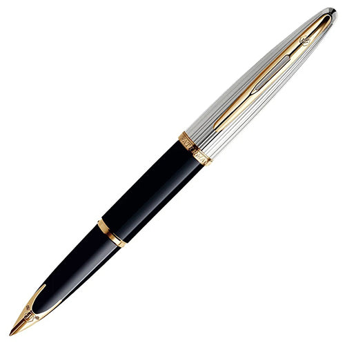 WATERMAN 威迪文 海洋系列 豪華 條紋銀蓋黑桿金夾 18K金 鋼筆