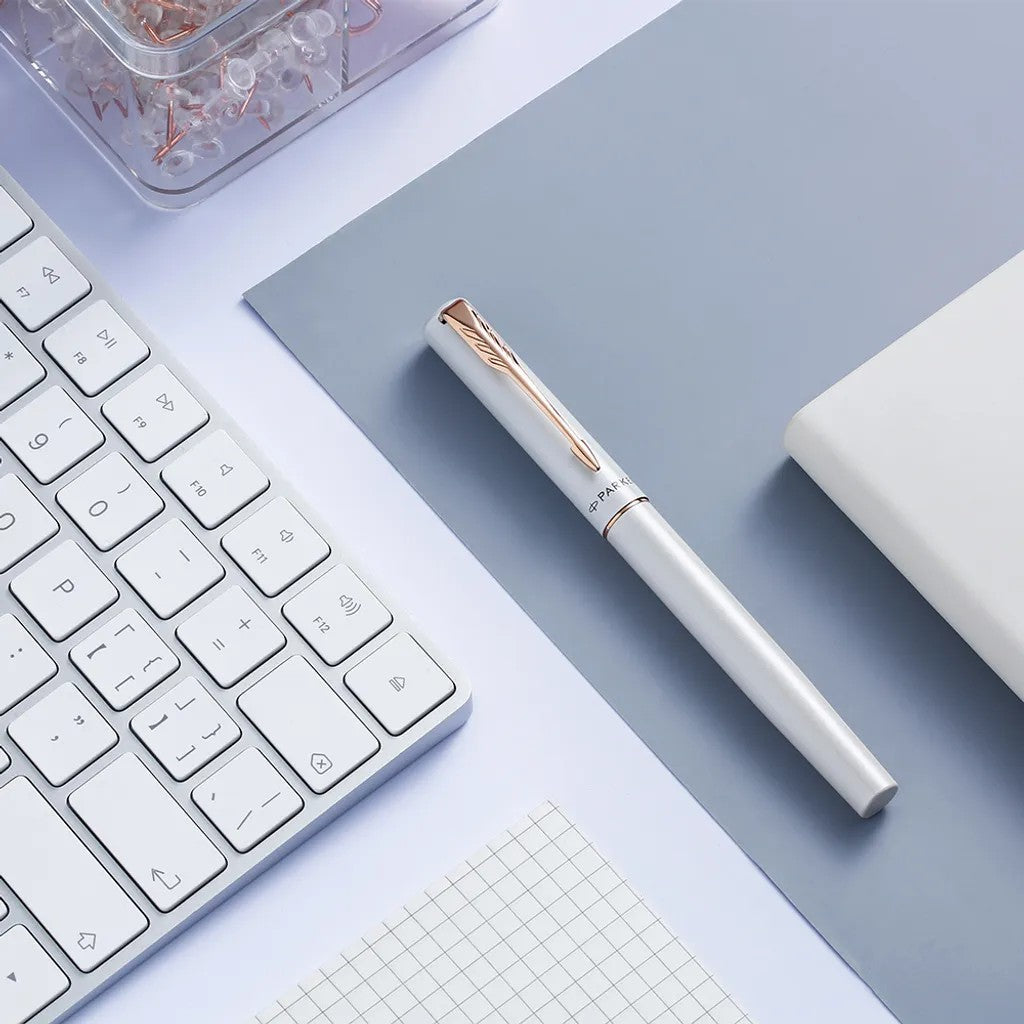 PARKER 派克 新威雅XL系列 月光白玫瑰金夾 鋼珠筆
