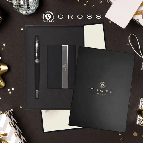 CROSS Bailey貝禮琺瑯鋼珠筆名片夾禮盒/ 黑琺瑯