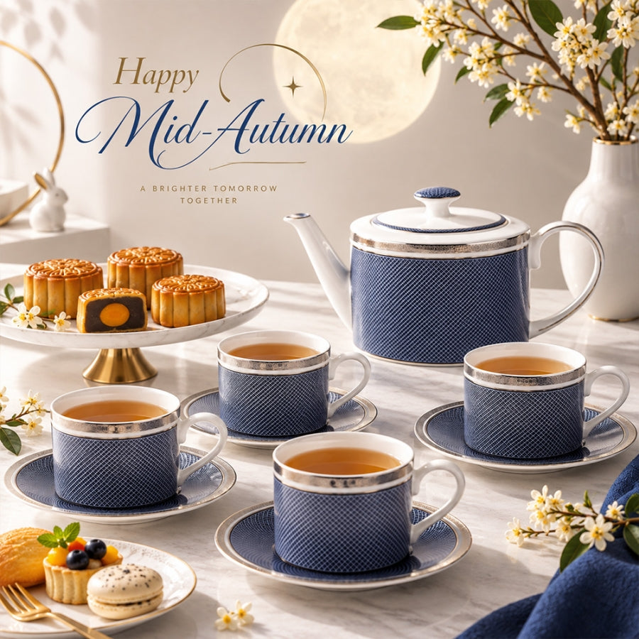 英國 A&L  骨瓷咖啡對杯禮盒組-1壺4杯4碟