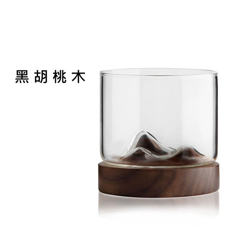 創意小物館 巒山木托玻璃茶酒杯 小