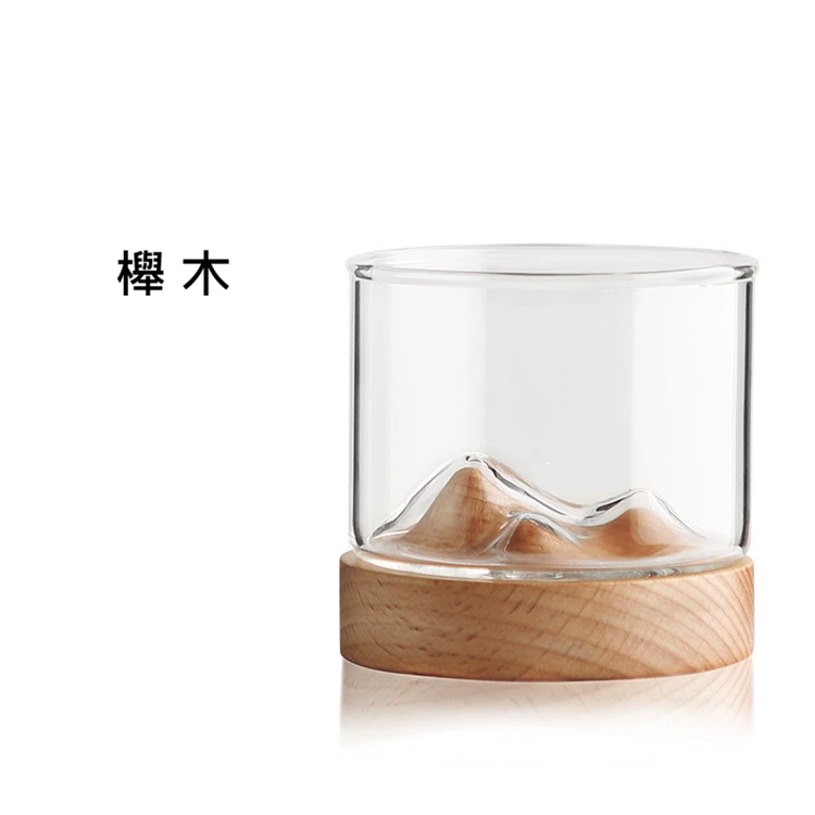 創意小物館 巒山木托玻璃茶酒杯 小