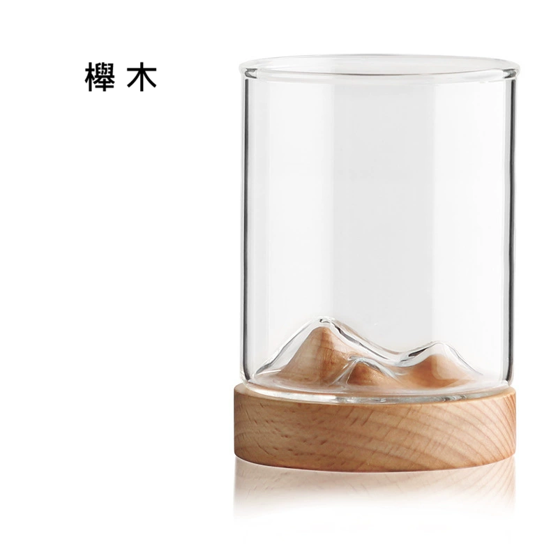 創意小物館 巒山木托玻璃茶酒杯 中