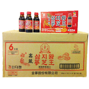 金蔘 GINSENG  6年根高麗蔘芝王100ml 10入 x 10盒(100瓶)  / 加送人蔘黑咖啡10包
