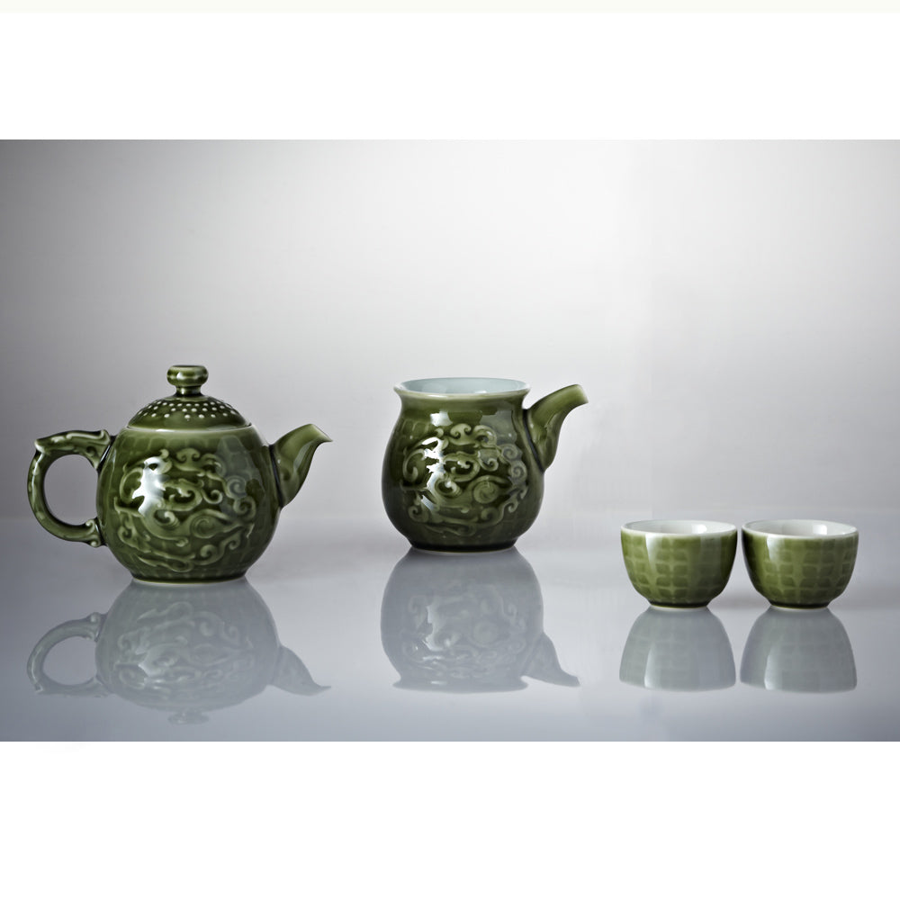 乾唐軒活瓷 勢在必得茶具組 / 綠釉 / 一壺+六杯+茶海
